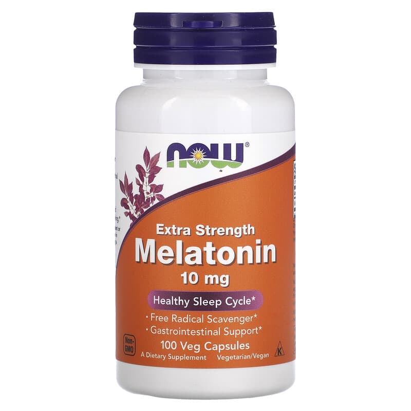 NOW Foods, Extra Strength Melatonin, 10 mg, 100 Veg Capsules - Medaid