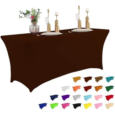 2 Pack 6FT Table Cloth for Rectangular Fitted Events Stretch Black Table Covers Washable Table Cover Spandex Tablecloth Table Protector for Party, Wedding, Cocktail, Banquet, Festival - Medaid
