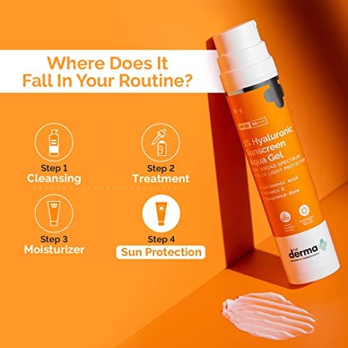 The Derma Co Hyaluronic Sunscreen Aqua Ultra Light Gel With Spf 50 Pa++++ For Broad Spectrum, UV A, UV B & Blue Light Protection For Oily Skin - 50G(Dermaco), Pack Of 1 - Medaid