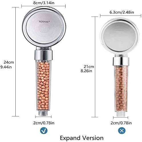 Filtered Hand Held Shower Head Ionic Head Help Reduces hair loss Rainfall Spa Water Saving, Purifies Water, Remove Chlorine (Transparent) فلتر دش موفر للمياه ينقي المياه ويزيل الكلور - Medaid