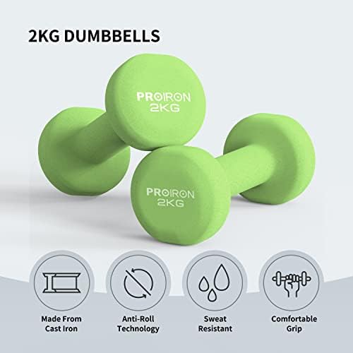 PROIRON Neoprene Dumbbells Weights Exercise & Fitness Dumbbells in 1kg 1.5kg 2kg 3kg 4kg 5kg 8kg 10kg Pair - Medaid