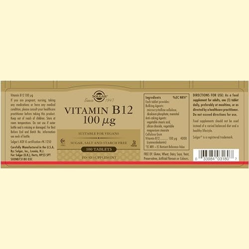 Solgar Vitmin B-12 Tabs 100Mcg, 100S - Medaid
