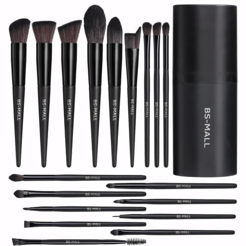 BS-MALL Makeup Brush Set 18 Pcs Premium Synthetic Foundation Powder Concealers Eye shadows Blush Makeup Brushes with black case - Medaid