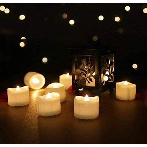 LZ 24 Pack Flameless Floating Tea Lights, Warm White Battery Flickering LED Tea Lights Candles - Wedding, Party, Centerpiece, Pool & SPA - Medaid