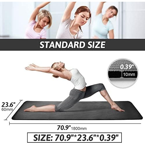 SKY-TOUCH Yoga Mat Non Slip, Yoga Mat with Strap Included 10mm Thick Exercise Mat Ideal for HiiT, Pilates, Yoga and Many Other Home Workouts - Medaid
