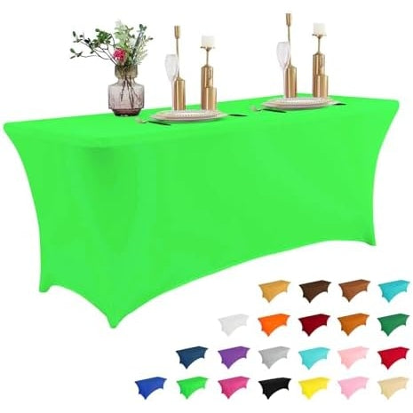 2 Pack 6FT Table Cloth for Rectangular Fitted Events Stretch Black Table Covers Washable Table Cover Spandex Tablecloth Table Protector for Party, Wedding, Cocktail, Banquet, Festival - Medaid