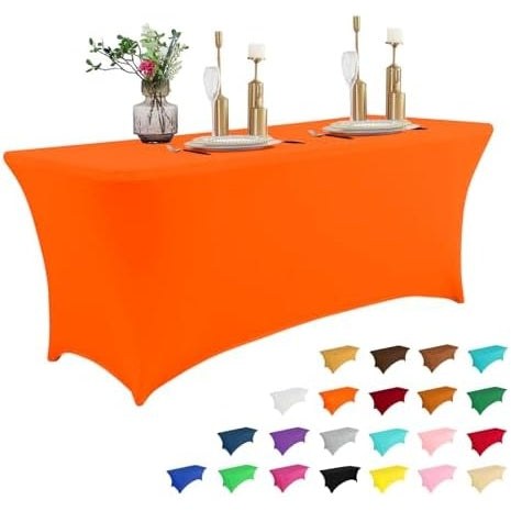 2 Pack 6FT Table Cloth for Rectangular Fitted Events Stretch Black Table Covers Washable Table Cover Spandex Tablecloth Table Protector for Party, Wedding, Cocktail, Banquet, Festival - Medaid