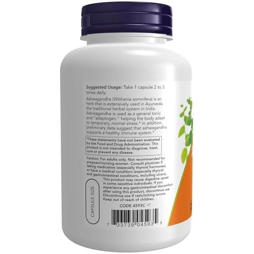NOW Supplements, Ashwagandha (Withania somnifera) 450 mg (Standardized Extract), 180 Veg Capsules - Medaid