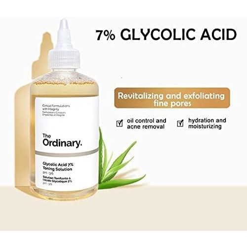 The Ordinary Glycolic Acid 240ML 7% Toning Resurfacing Solution, Ordinary Glycolic Acid Solution, Acido Glicolico The Ordinary para Las Axilas, Ordinary Peeling Solution (Size : 1PCS) - Medaid