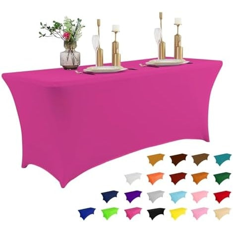 2 Pack 6FT Table Cloth for Rectangular Fitted Events Stretch Black Table Covers Washable Table Cover Spandex Tablecloth Table Protector for Party, Wedding, Cocktail, Banquet, Festival - Medaid