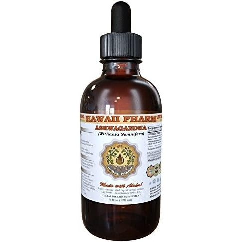 Hawaii Pharm Ashwagandha Liquid Extract, Organic Ashwagandha (Withania Somnifera) Dried Root Tincture Supplement 15x4 oz - Medaid