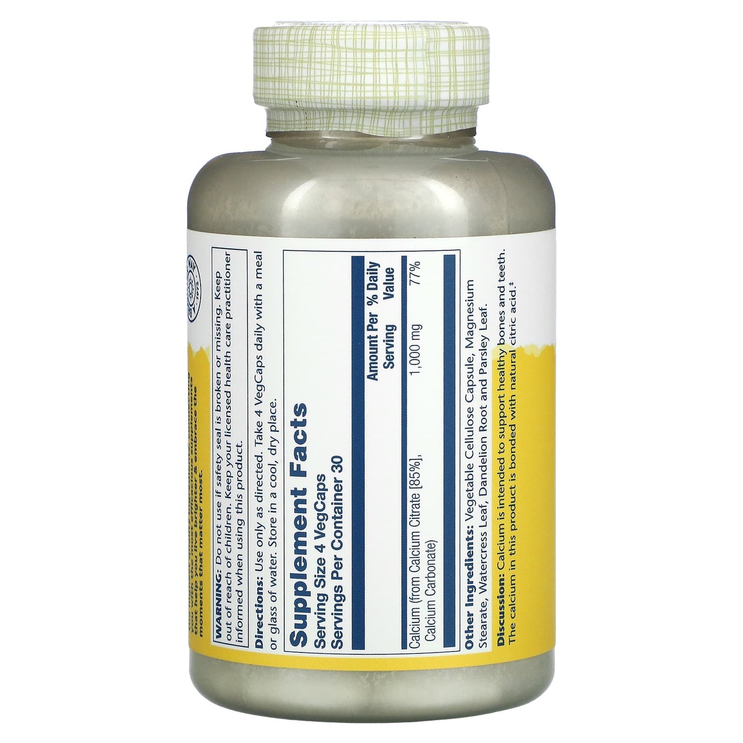 Solaray, Calcium Citrate, 1,000 mg, 120 VegCaps (250 mg per Capsule) - Medaid