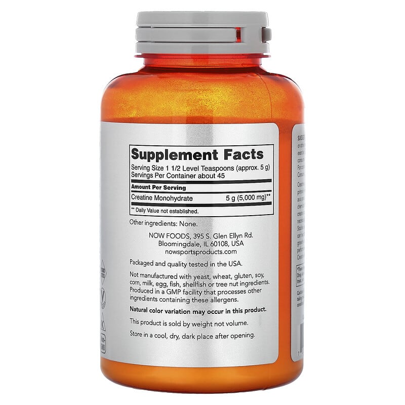 NOW Foods, Sports, Creatine Monohydrate, 8 oz (227 g) - Medaid