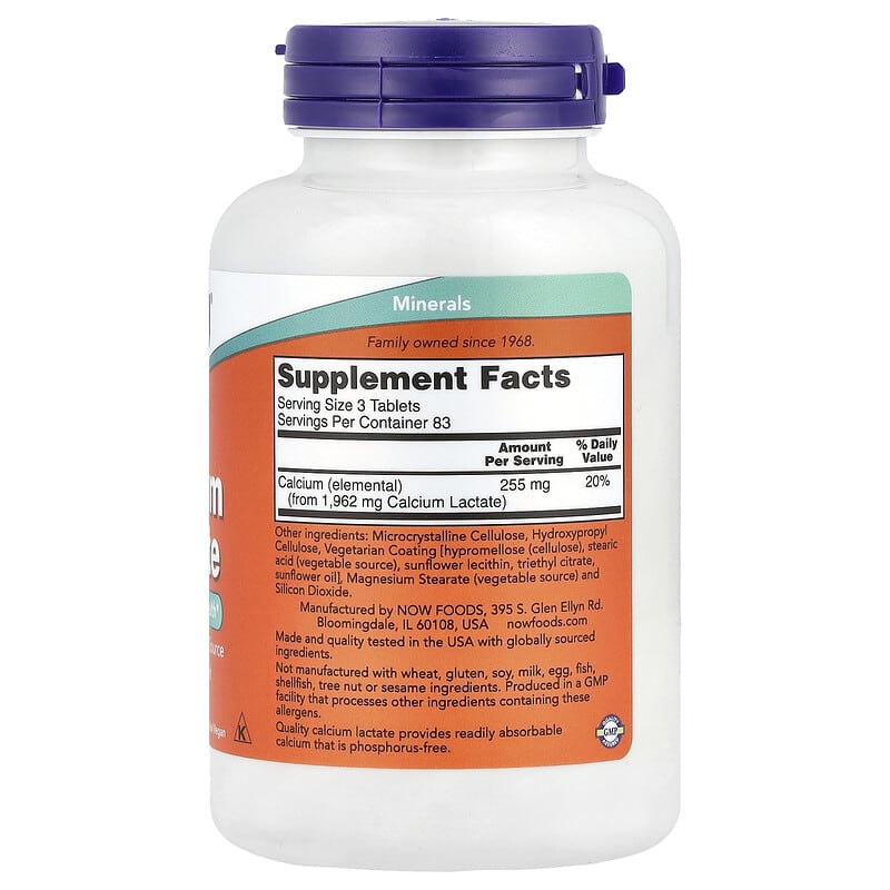 NOW Foods, Calcium Lactate, 250 Tablets - Medaid