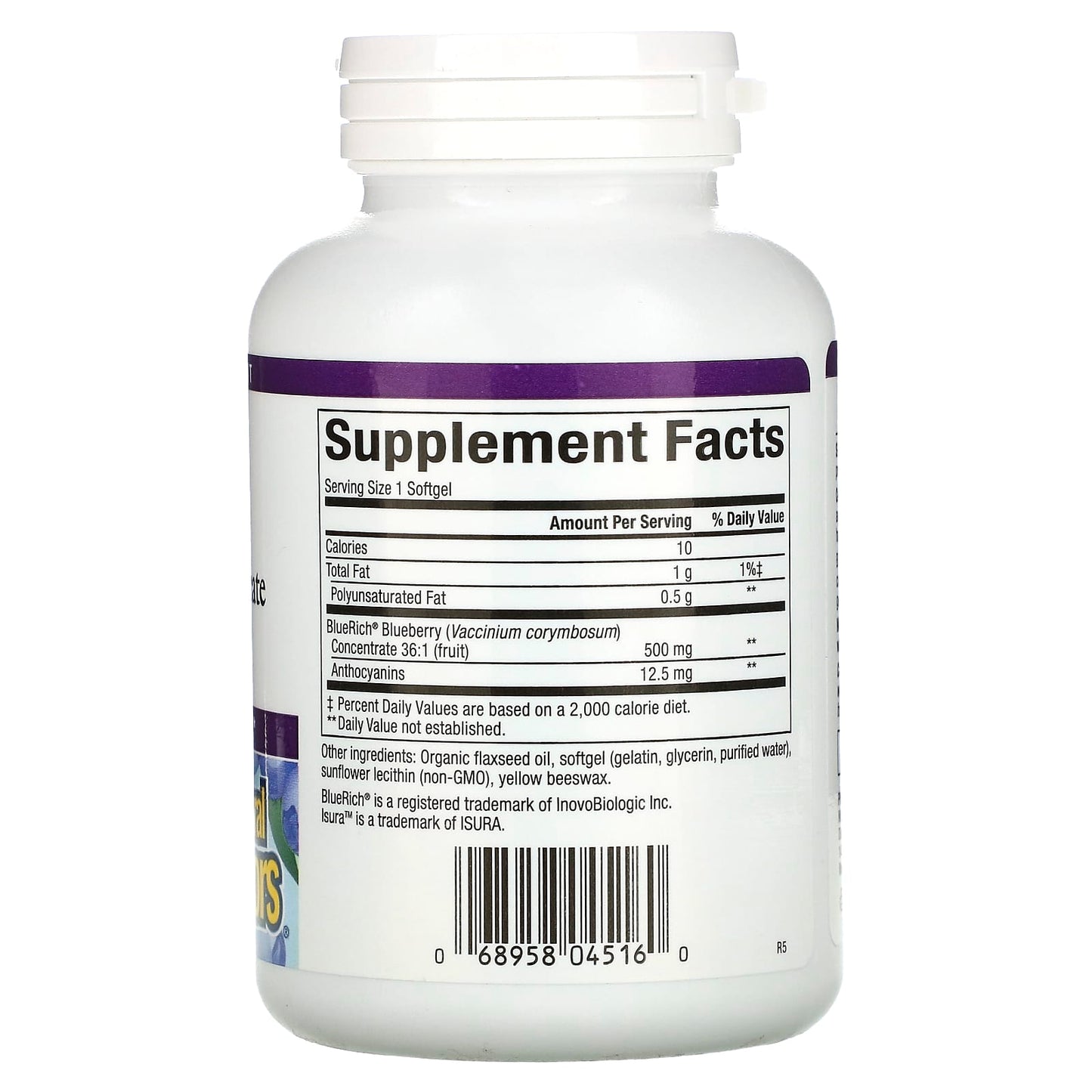 Natural Factors, BlueRich, Super Strength Blueberry Concentrate, 500 mg, 90 Softgels - Medaid