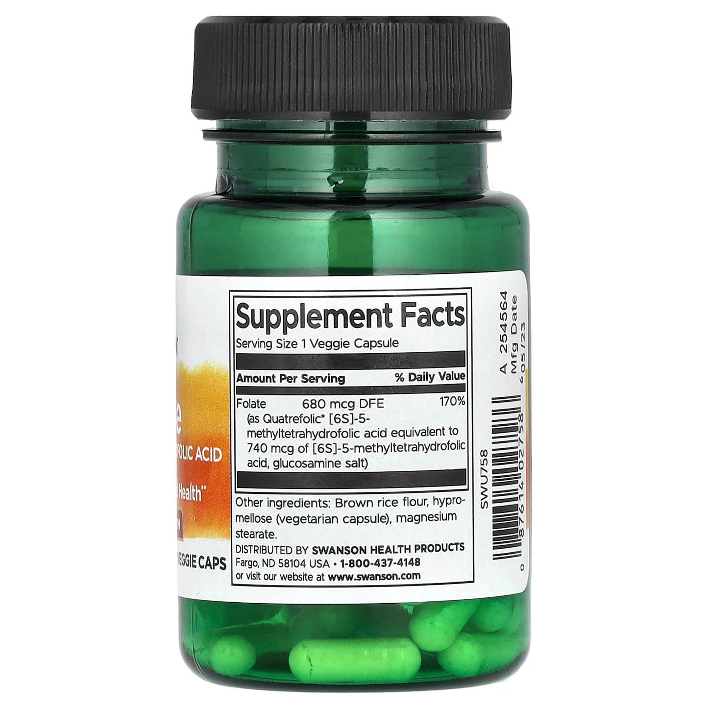 Swanson, Folate , 30 Veggie Caps - Medaid