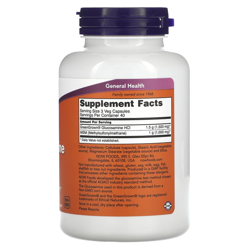 NOW Foods, Vegetarian Glucosamine & MSM, 120 Veg Capsules - Medaid