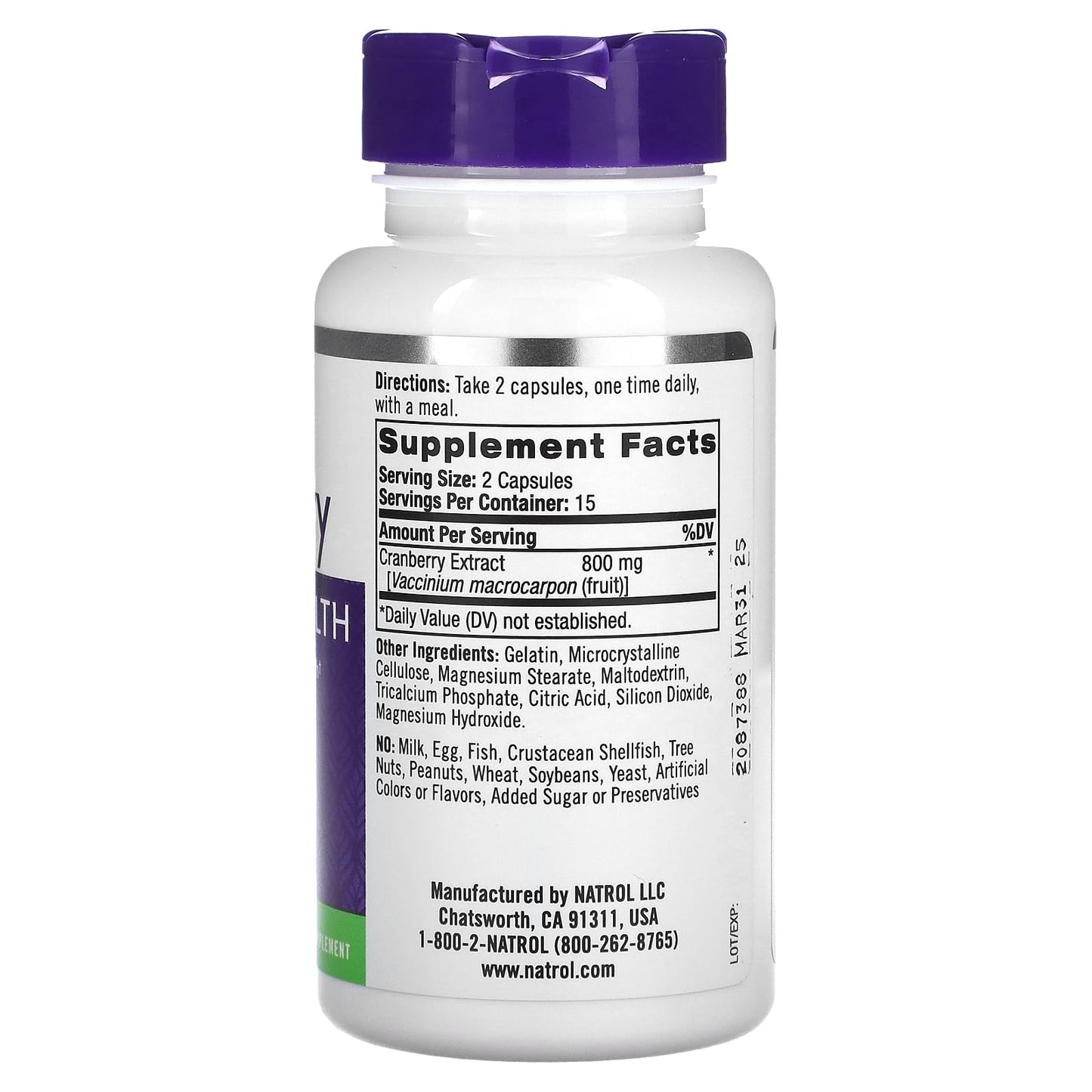 Natrol, Cranberry, 800 mg, 30 Capsules (400 mg per Capsule) - Medaid