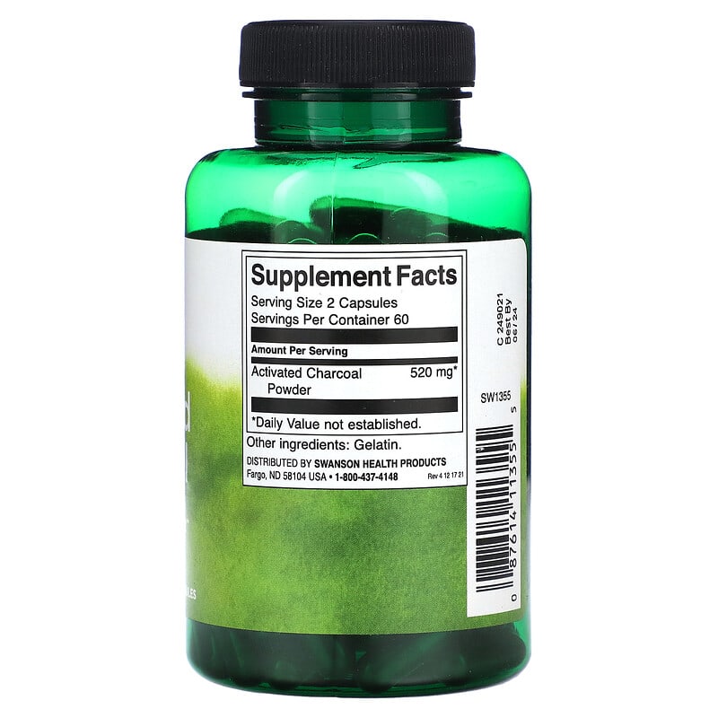Swanson, Activated Charcoal, 260 mg, 120 Capsules - Medaid