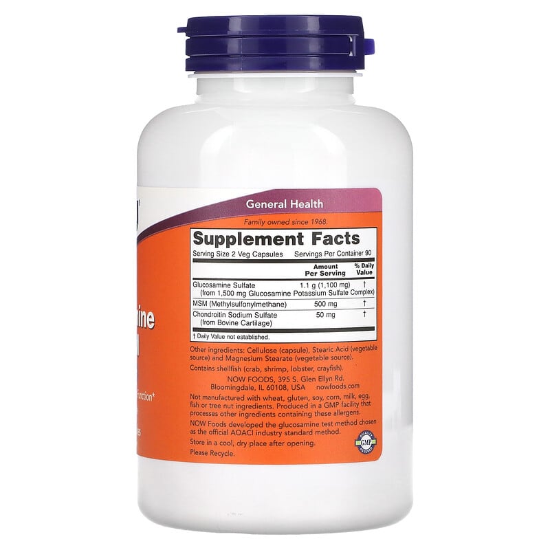 NOW Foods, Glucosamine & MSM, 180 Veg Capsules - Medaid