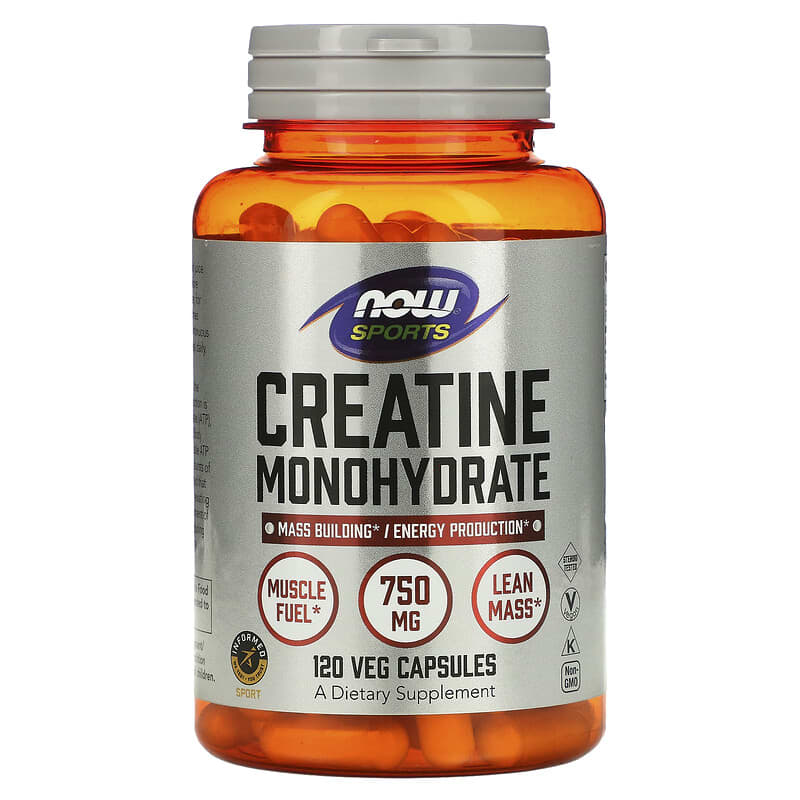 NOW Foods, Sports, Creatine Monohydrate, 4,500 mg, 120 Veg Capsules (750 mg per Capsule) - Medaid
