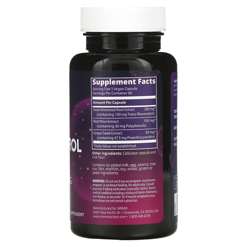 MRM Nutrition, Resveratrol, 60 Vegan Capsules - Medaid