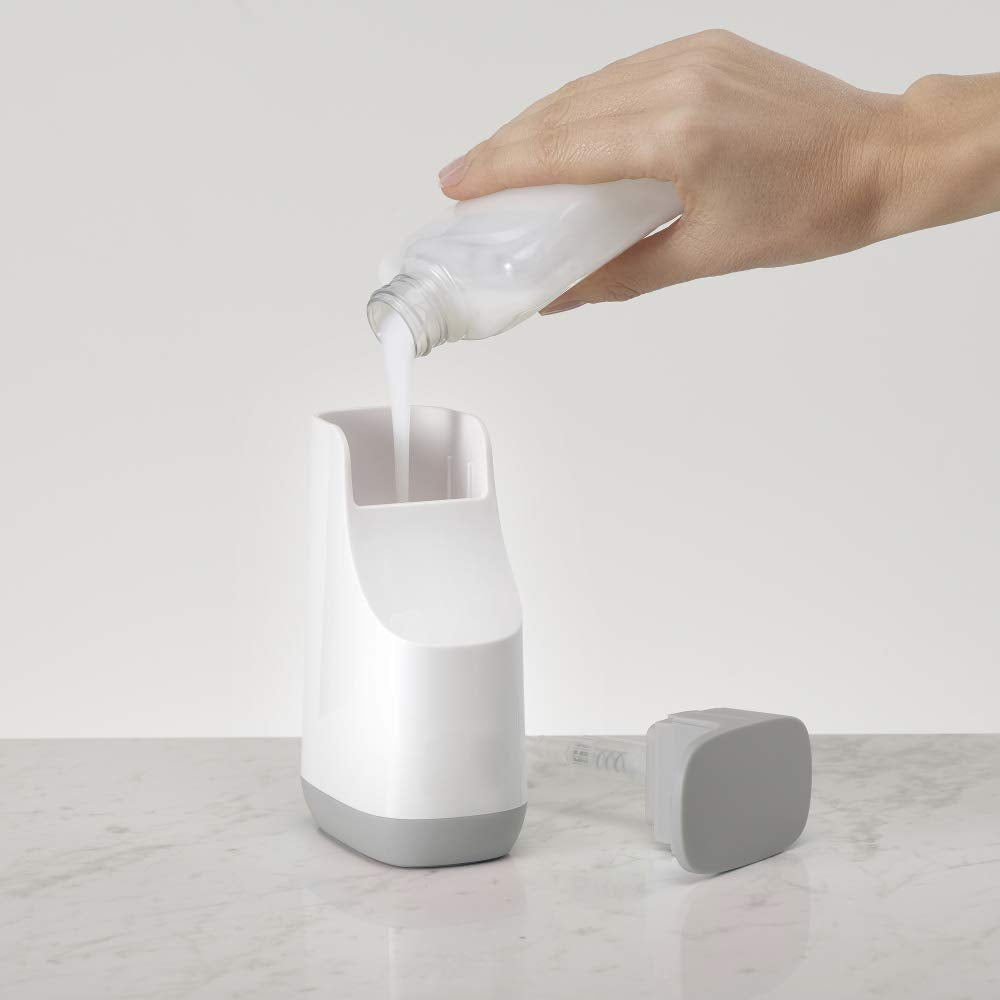 Joseph Joseph Slim Compact Soap Dispenser with Non-Drip Nozzle, Gray - Medaid