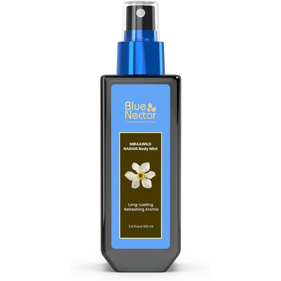 Blue Nectar Wild Nargis Body Mist for Women and Men | Refreshing Body Mist for Summer | Long Lasting 100% Natural Body Spray for Hydrating Skin (100ml) - Medaid