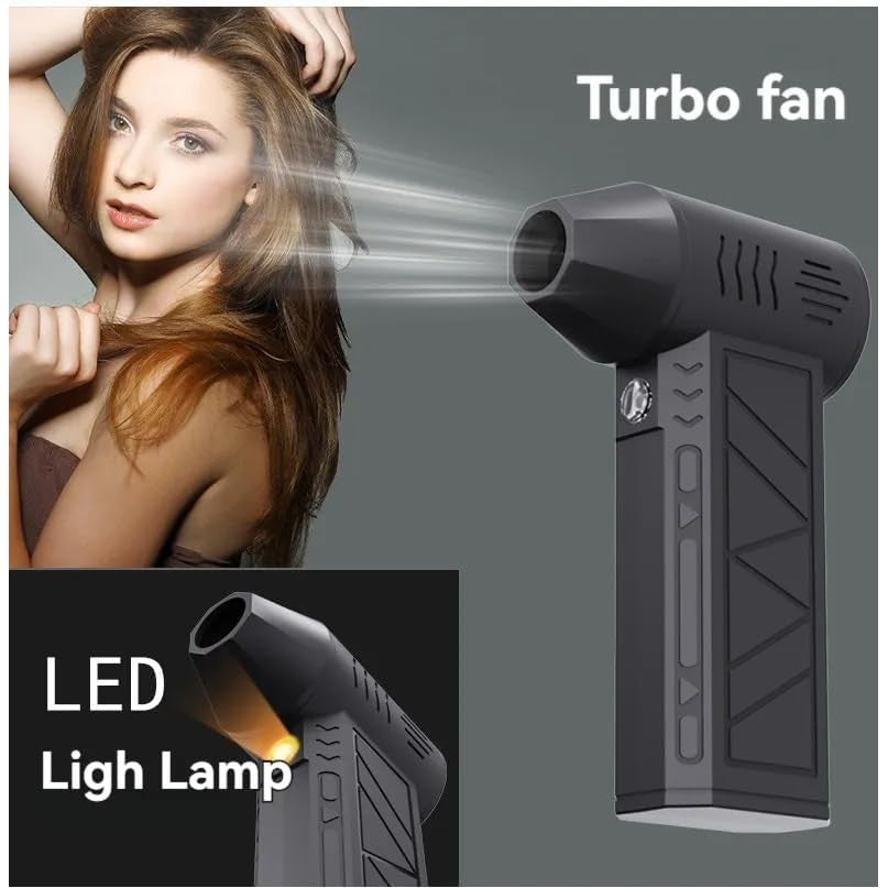 Turbo Fan,130000RPM Turbo Powered Air Blower with LED Light, Dry Blower with Adjustable Speed, Mini Portable Handheld Air Blower for Car, Cleaning, Camping, Outdoor - Medaid