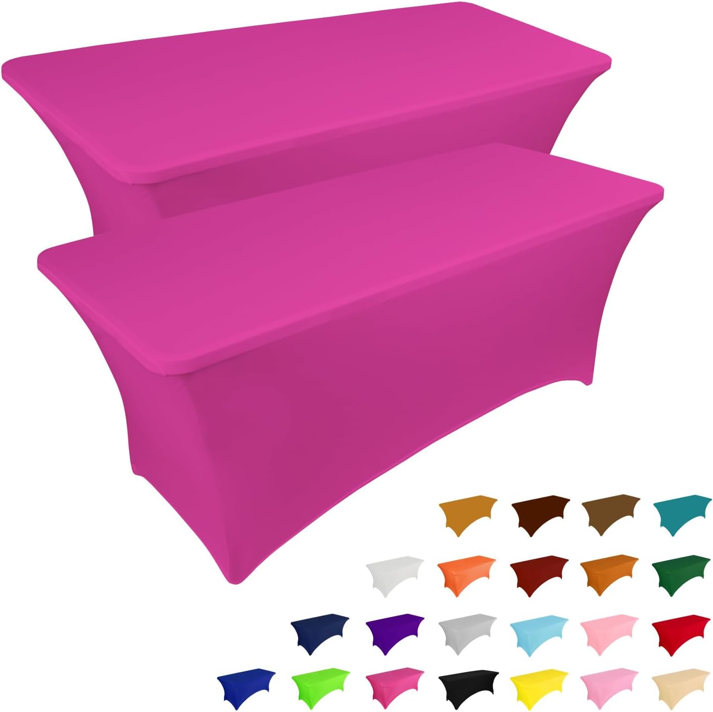 2 Pack 6FT Table Cloth for Rectangular Fitted Events Stretch Black Table Covers Washable Table Cover Spandex Tablecloth Table Protector for Party, Wedding, Cocktail, Banquet, Festival - Medaid