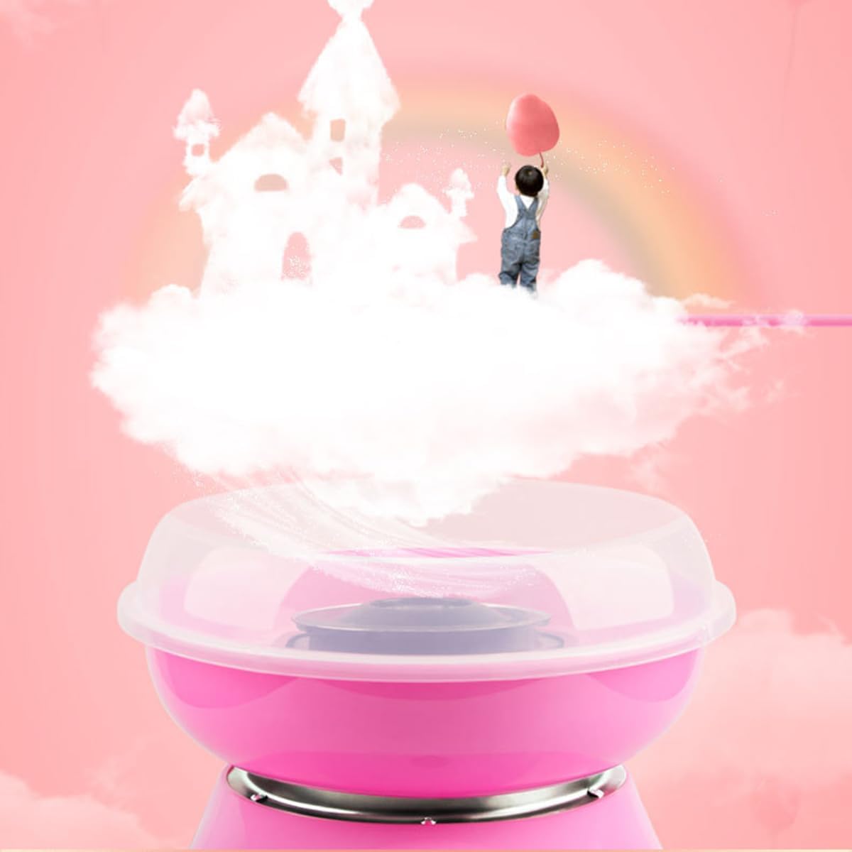 Cotton Candy Machine 450W Mini Electric Maker, DIY Sugar Floss Machine, Suitable for Parties, Cookouts or Just a Special Surprise | Pink - Medaid