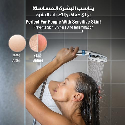 Blu Ionic Shower Head and Shower Filter - Handheld - Removes Chlorine & Harmful Pollutants - Prevent Hair Loss & Moisturize Your Skin, Chrome - Medaid