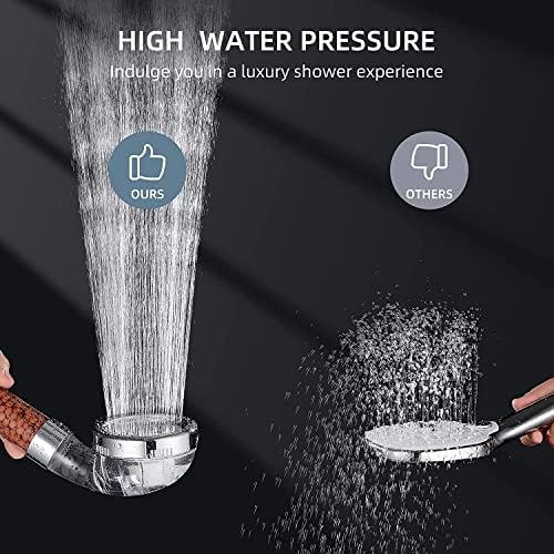 Filtered Hand Held Shower Head Ionic Head Help Reduces hair loss Rainfall Spa Water Saving, Purifies Water, Remove Chlorine (Transparent) فلتر دش موفر للمياه ينقي المياه ويزيل الكلور - Medaid