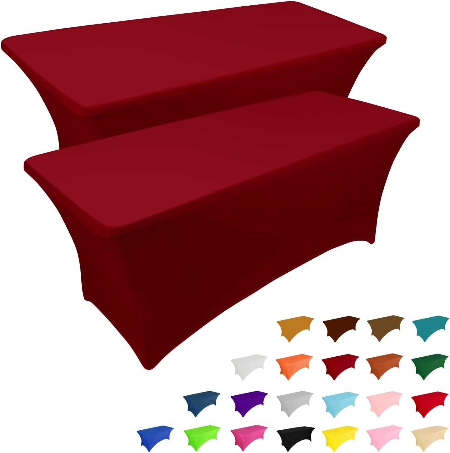 2 Pack 6FT Table Cloth for Rectangular Fitted Events Stretch Black Table Covers Washable Table Cover Spandex Tablecloth Table Protector for Party, Wedding, Cocktail, Banquet, Festival - Medaid
