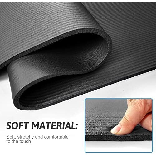 SKY-TOUCH Yoga Mat Non Slip, Yoga Mat with Strap Included 10mm Thick Exercise Mat Ideal for HiiT, Pilates, Yoga and Many Other Home Workouts - Medaid