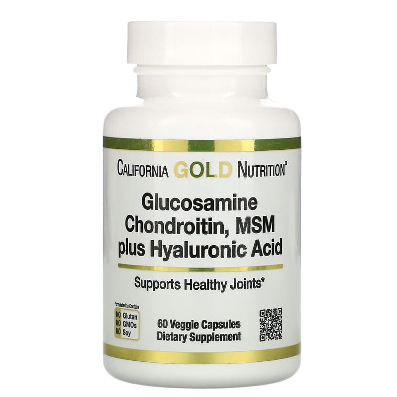 California Gold Nutrition, Glucosamine Chondroitin, MSM plus Hyaluronic Acid, 60 Veggie Capsules - Medaid