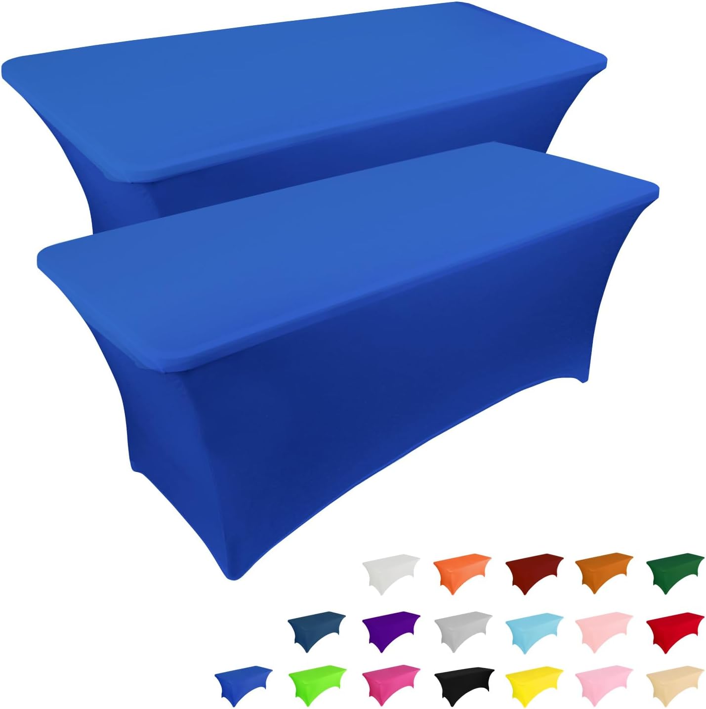 2 Pack 6FT Table Cloth for Rectangular Fitted Events Stretch Black Table Covers Washable Table Cover Spandex Tablecloth Table Protector for Party, Wedding, Cocktail, Banquet, Festival - Medaid