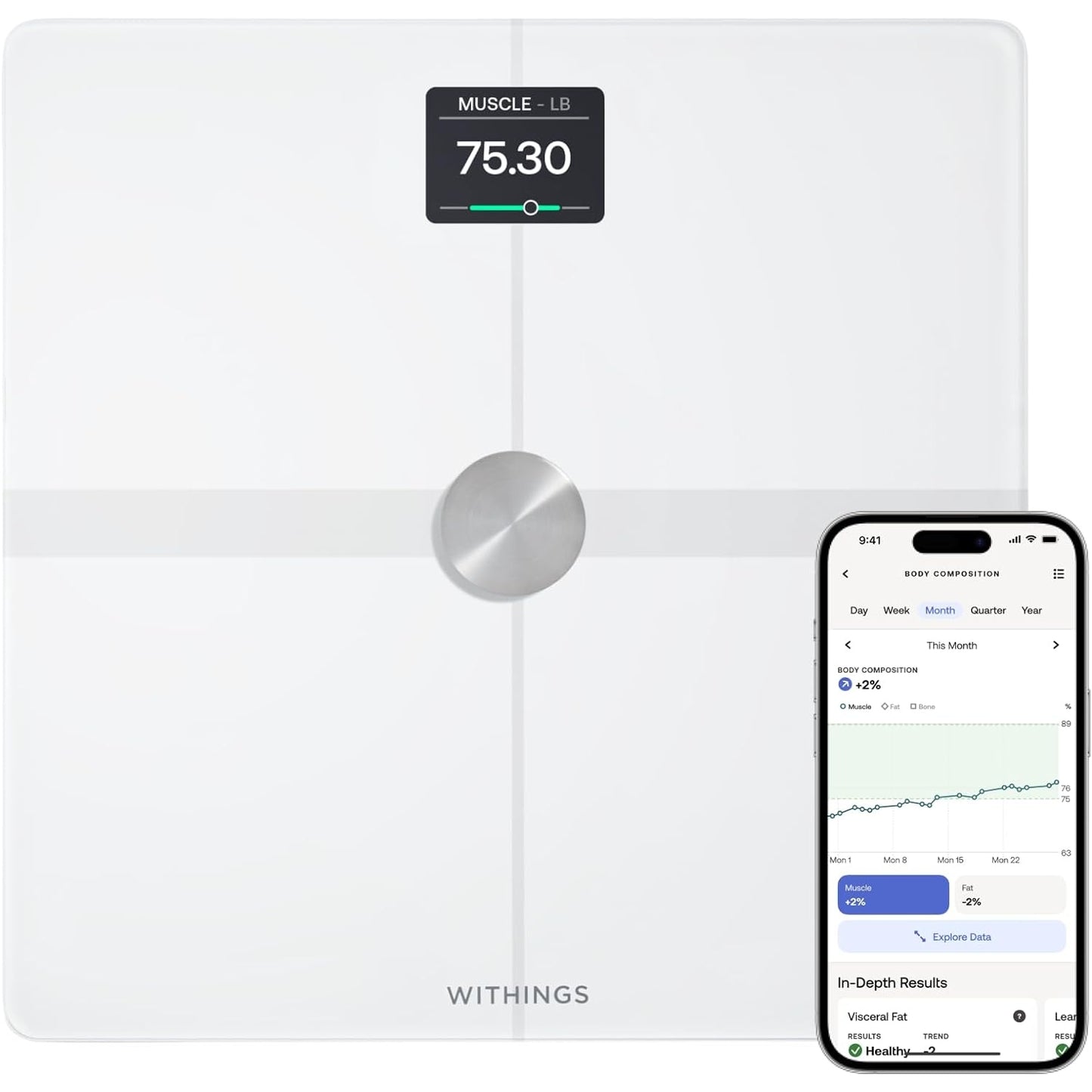WITHINGS Body Smart - Accurate Scale for Body Weight and Fat Percentage, Body Composition Wi-Fi and Bluetooth Weight Scale, Baby Weight Scale, Smart Scale Apple Health Compatible, Bathroom Scale - Medaid