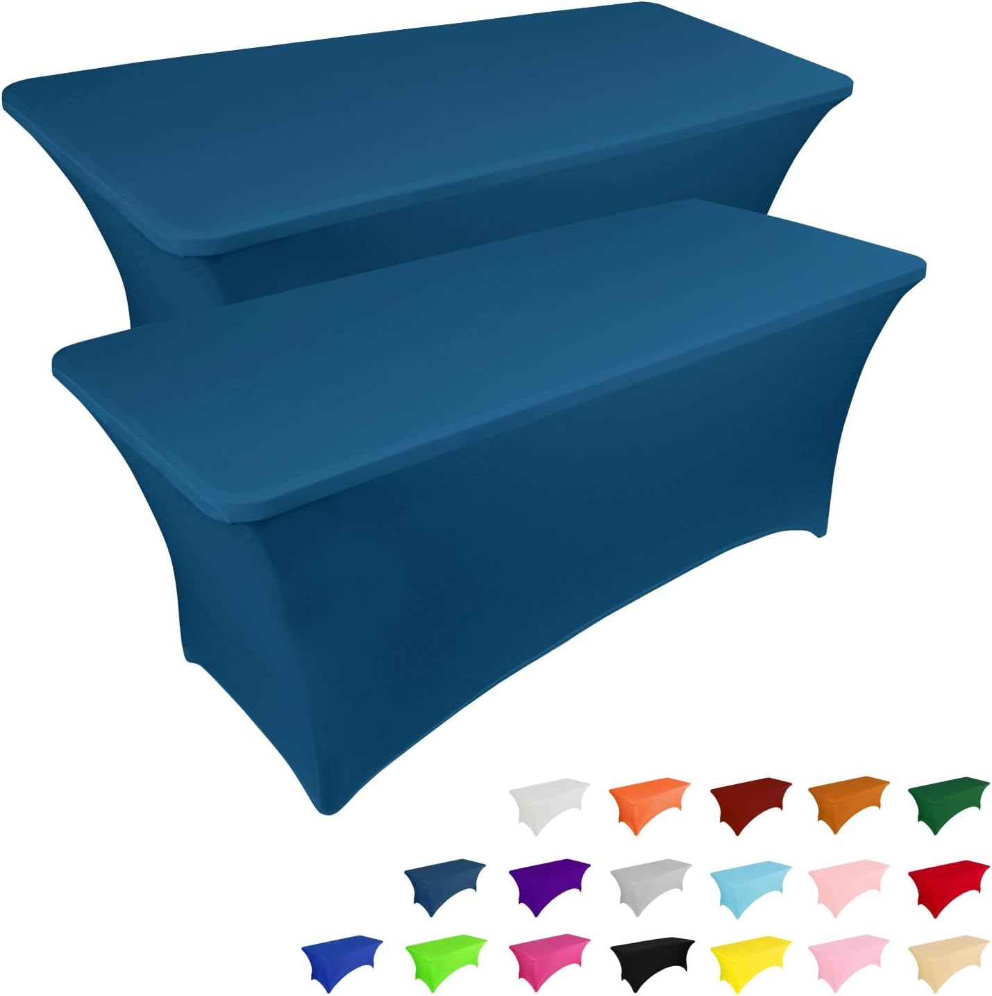 2 Pack 6FT Table Cloth for Rectangular Fitted Events Stretch Black Table Covers Washable Table Cover Spandex Tablecloth Table Protector for Party, Wedding, Cocktail, Banquet, Festival - Medaid