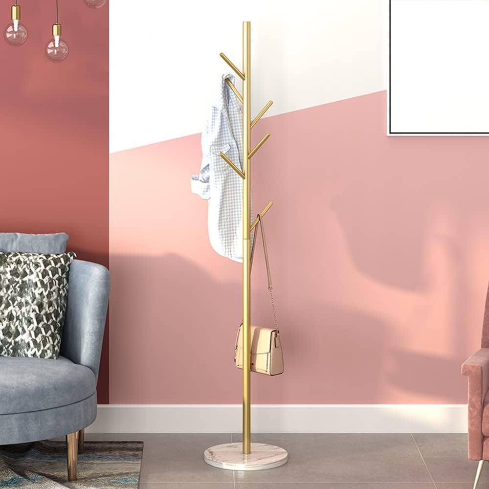 n Gear Coat Rack Coat Racks Free Standing Hat Rack Clothes Stand Coat Tree Coat Hanger (Gold-Tree Shape) - Medaid