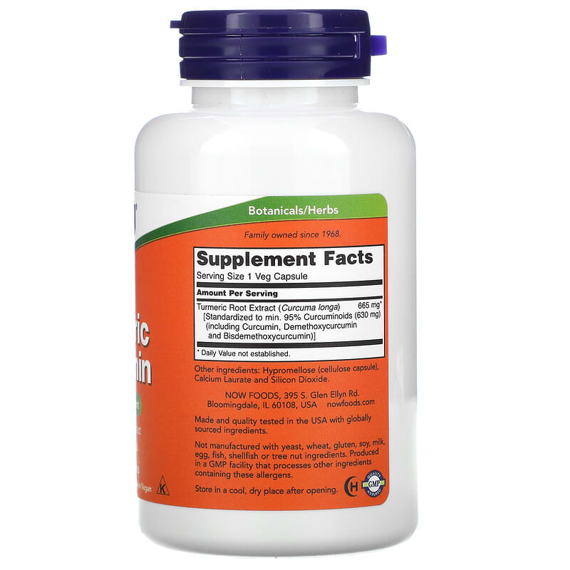 NOW Foods, Turmeric Curcumin, 665 mg, 60 Veg Capsules - Medaid