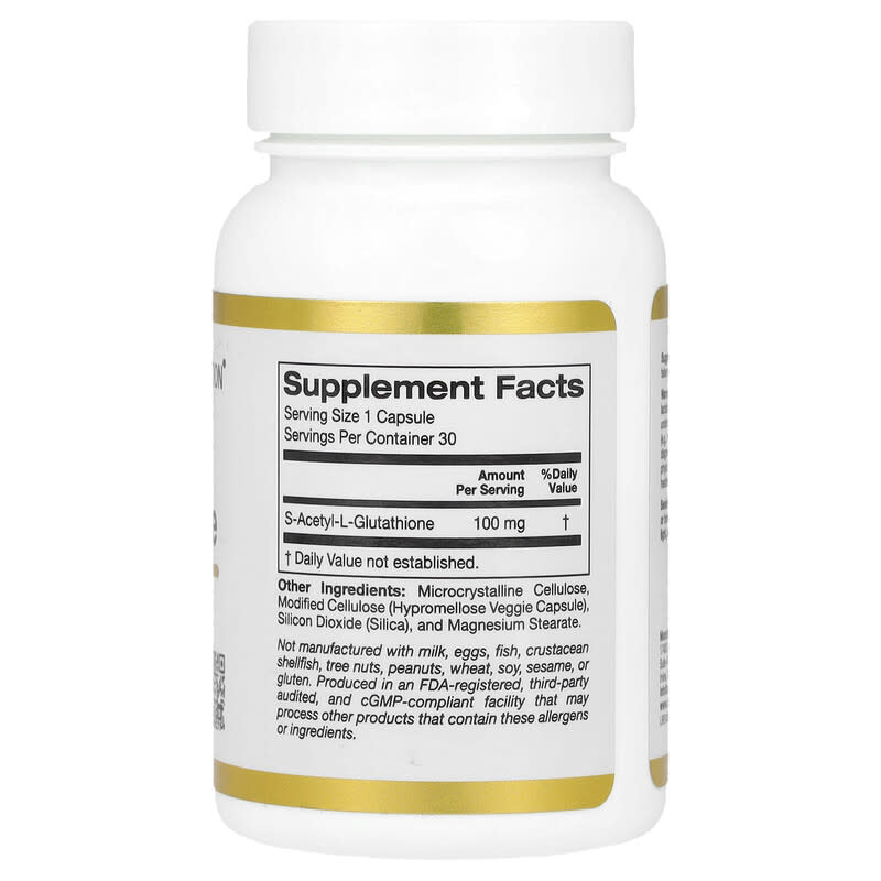 California Gold Nutrition, S-Acetyl L-Glutathione, 100 mg, 30 Veggie Capsules - Medaid