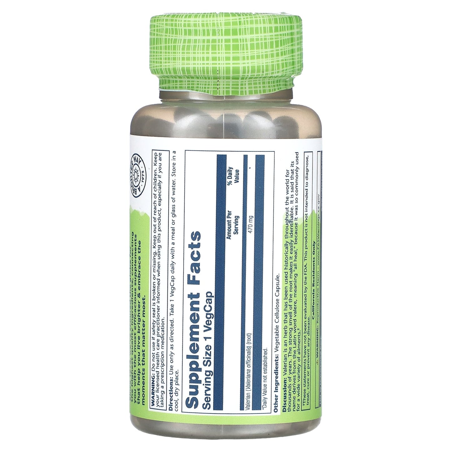 Solaray, True Herbs, Valerian, 470 mg, 100 VegCaps - Medaid