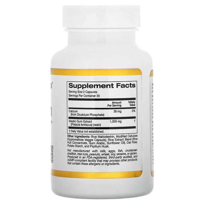 California Gold Nutrition, Mastic Gum, 500 mg, 60 Veggie Capsules - Medaid