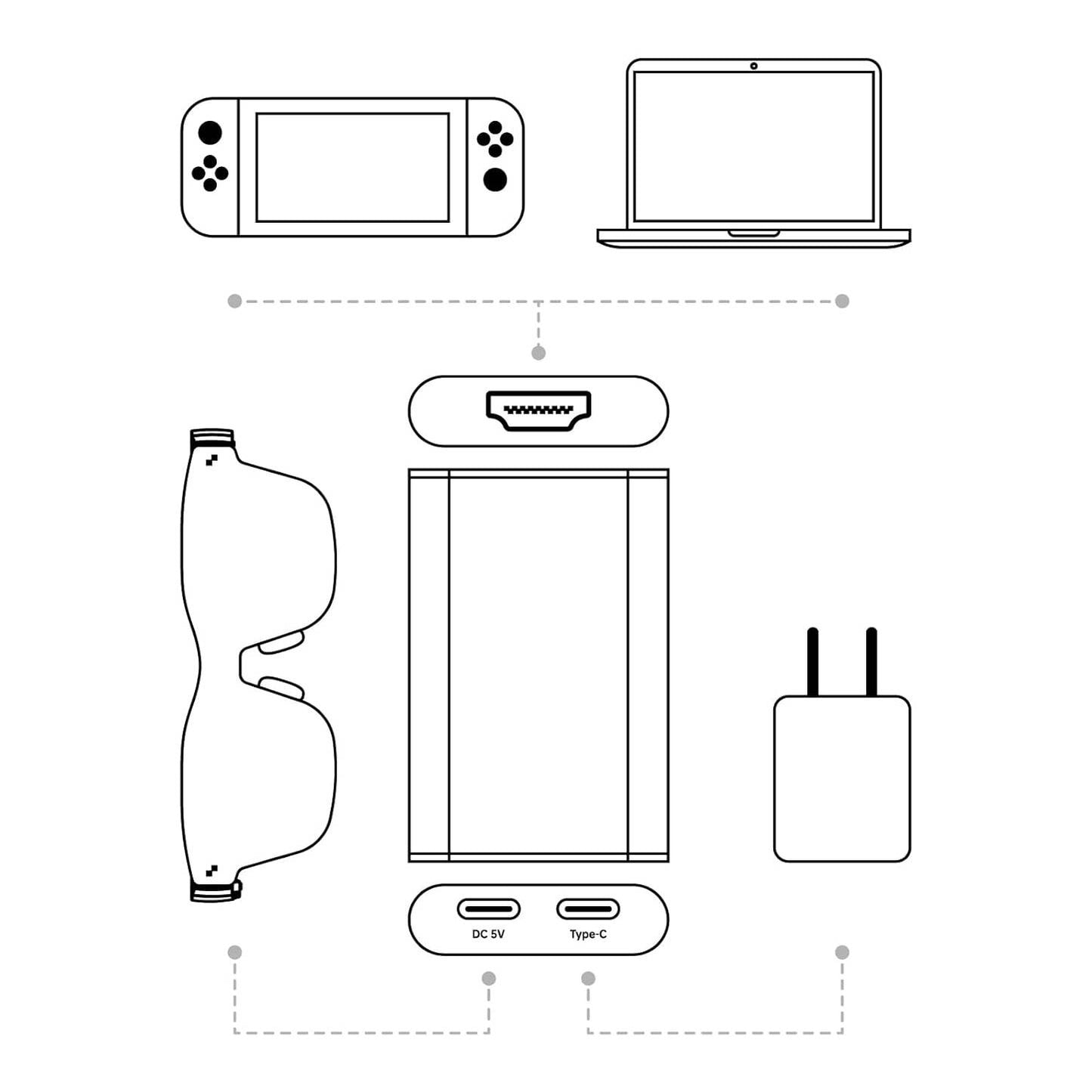 HDMI to Type-C and charging adapter for AR Glasses - Medaid