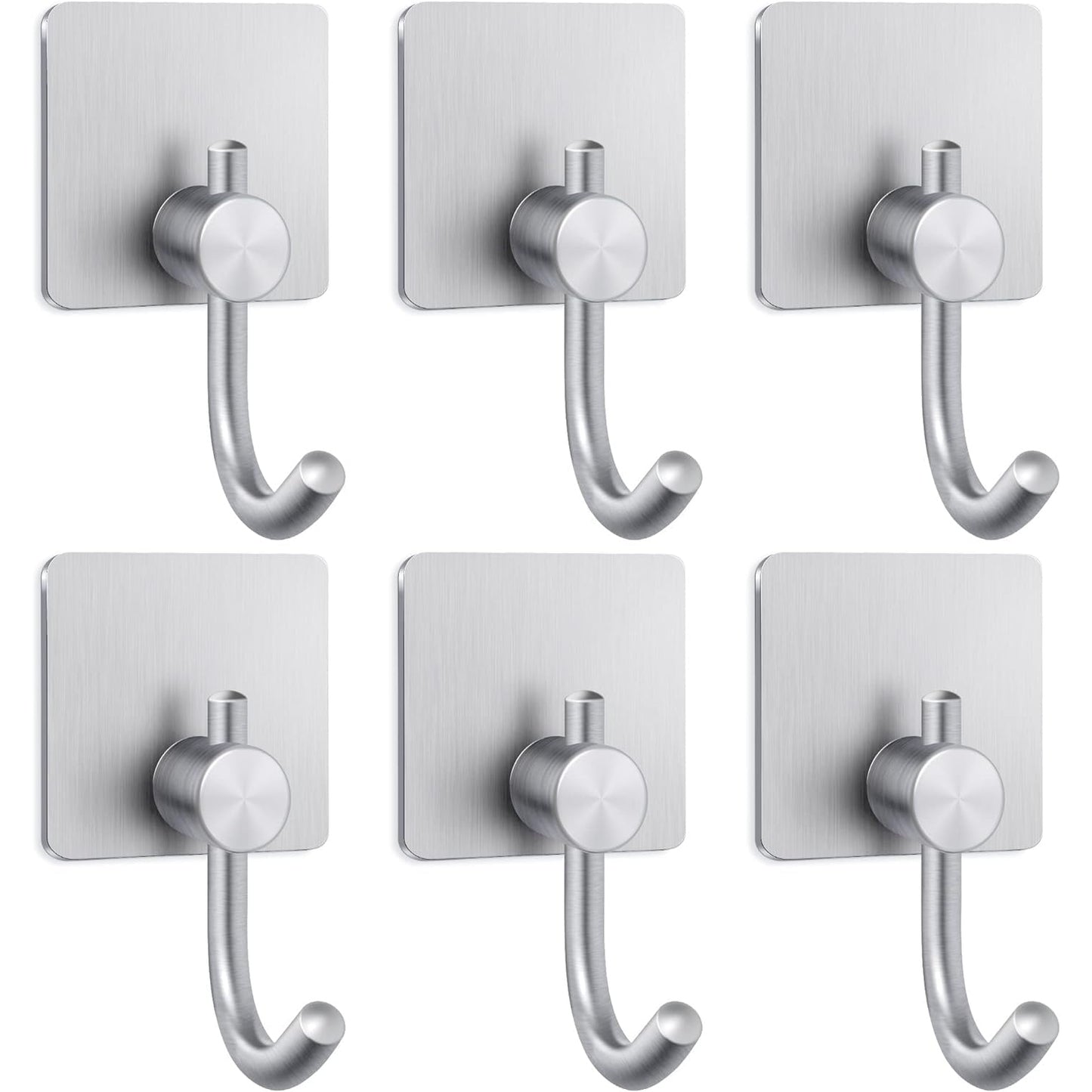 Yoawllty 6 Pcs Adhesive Wall Hooks, Heavy Duty Sticky Holder Waterproof Towel Hooks for Hanging Coat, Hat, Key, Clothes, Closet Hook Wall Mount for Kitchen, Bathroom, Office(Black) - Medaid
