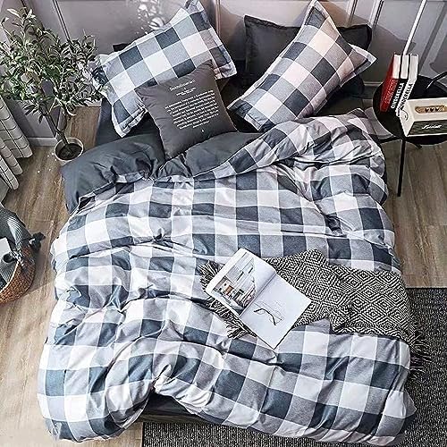 Golden Home King Size Bedsheet 6pcs One Set, High Cotton Quality Bedding Set Duvet Cover (King Size, Grey&White) - Medaid