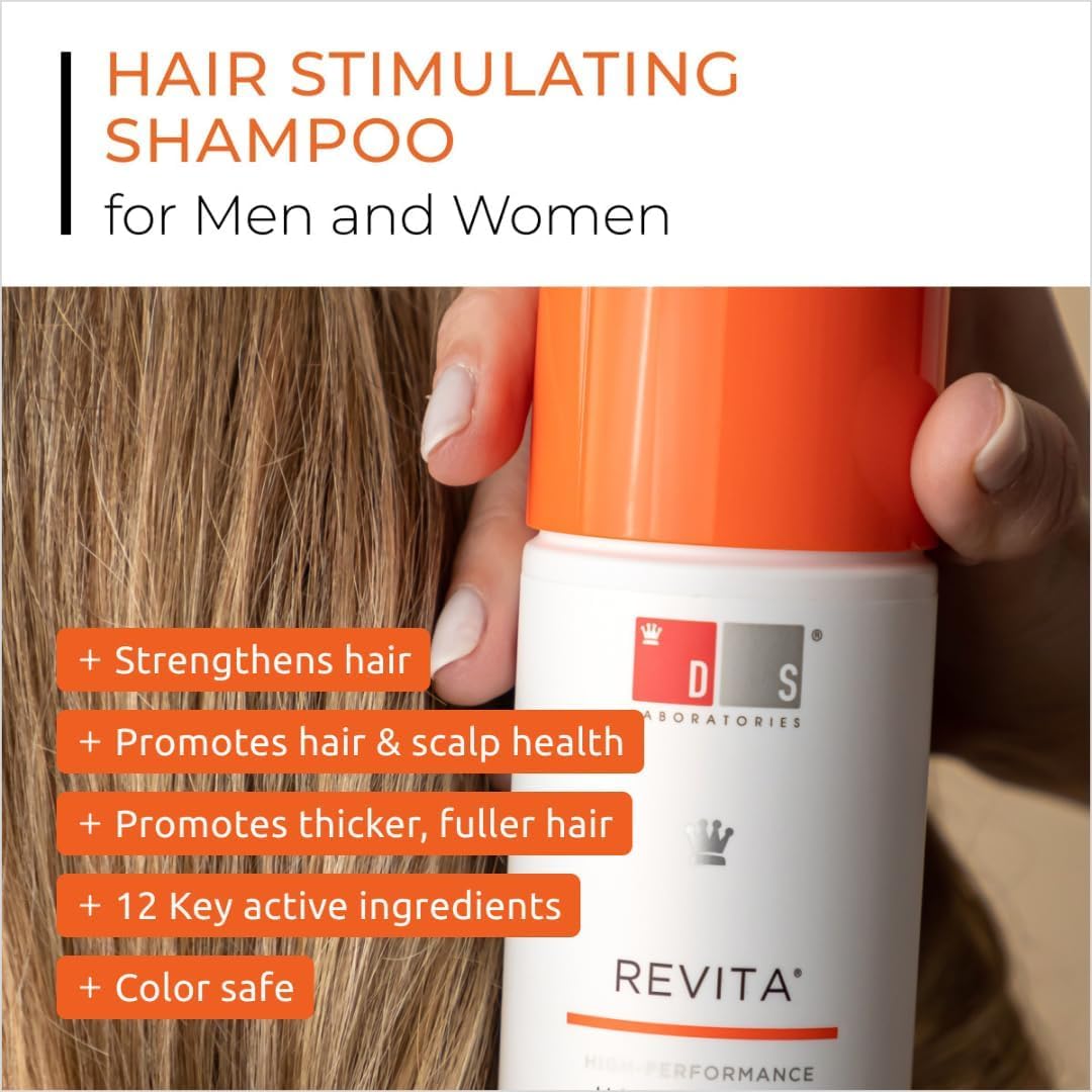 DS Laboratories Revita Shampoo - Hair Growth Shampoo, DHT Blocker, Biotin Formula, for Hair Thickening and Regrowth Treatment for Women and Men - 3.38 Fl Oz (Pack of 1) - Medaid