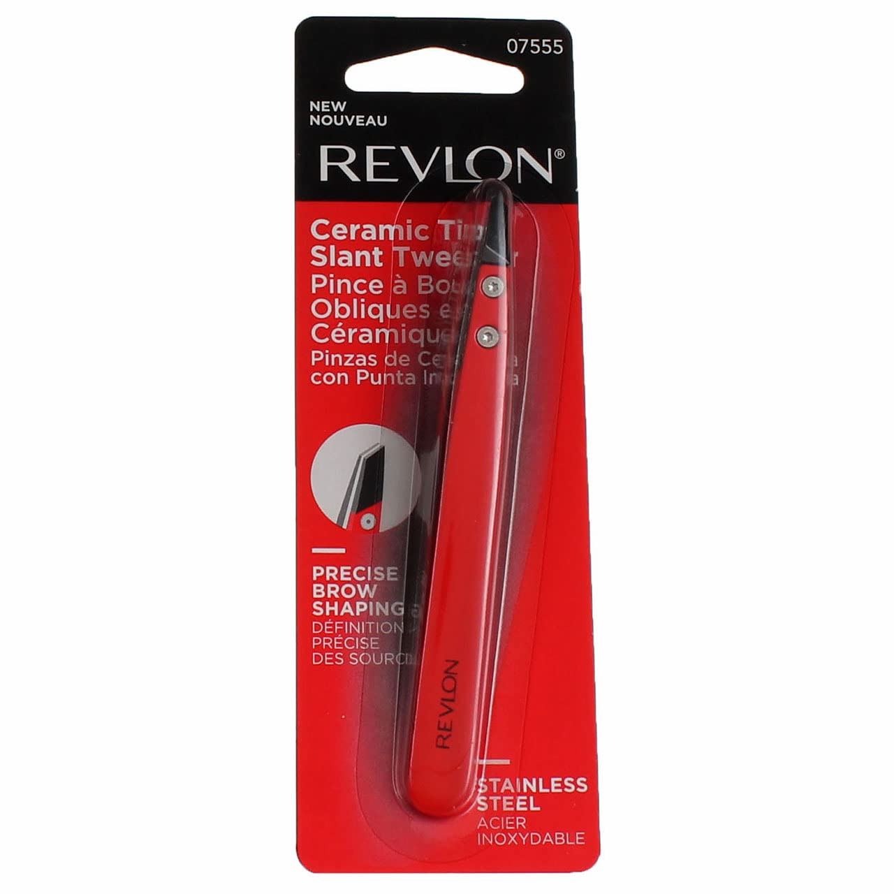 Revlon Expert Eyebrow Hair Removal Tweezer, Tweezers for Men, Women & Kids, Stainless Steel - Medaid
