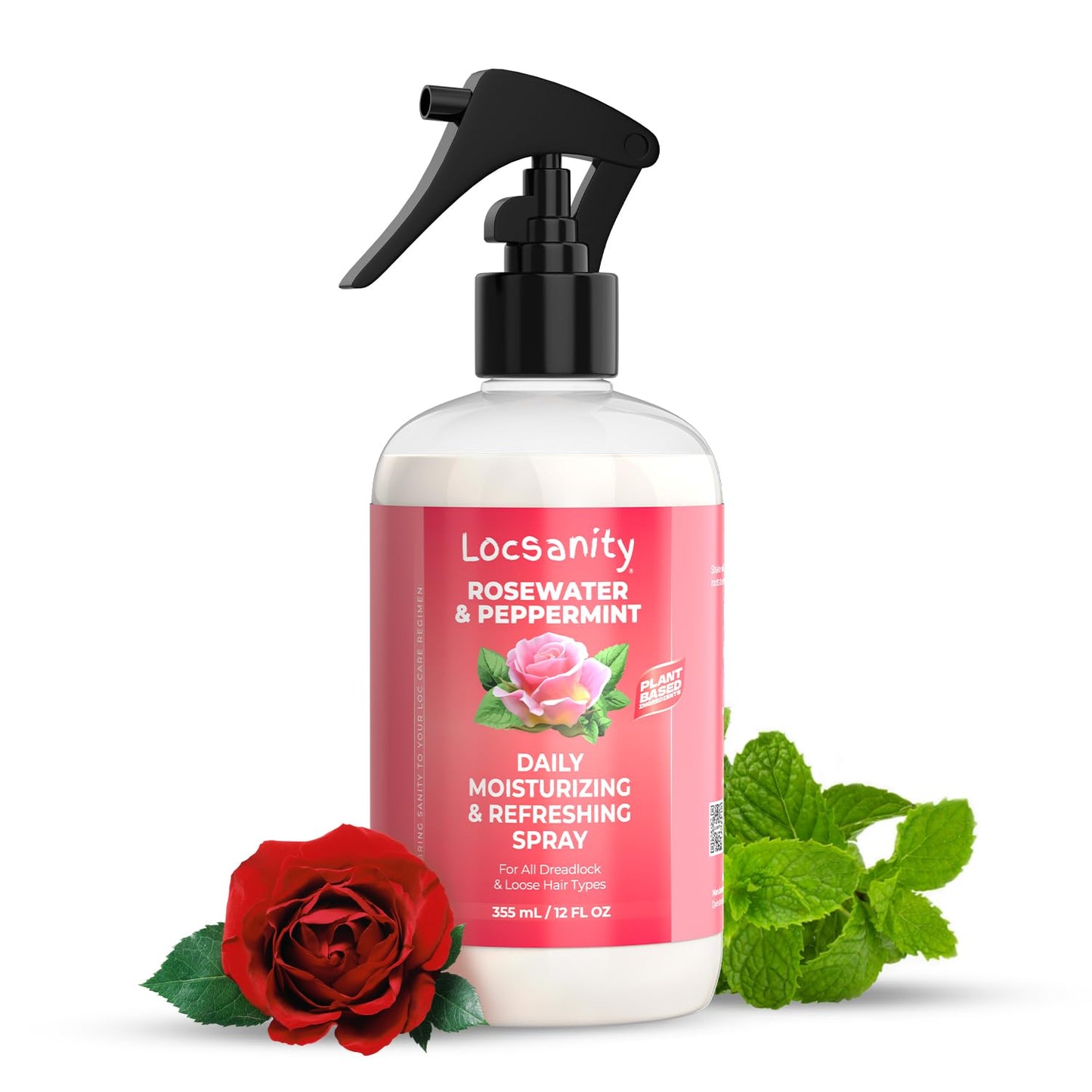 Locsanity Daily Moisturizing Refreshing Spray for Locs, Dreadlocks - Rose Water and Peppermint Hair Scalp Moisturizer, Dreadlock Spray - Natural Loc Care and Maintenance (8oz) - Medaid